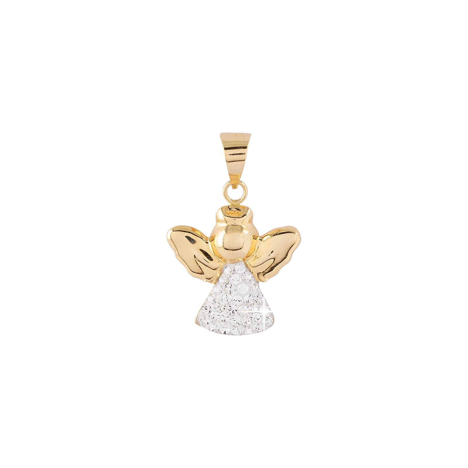 Hängsmycke 18k guld -Ängel med kristaller 10x10 mm