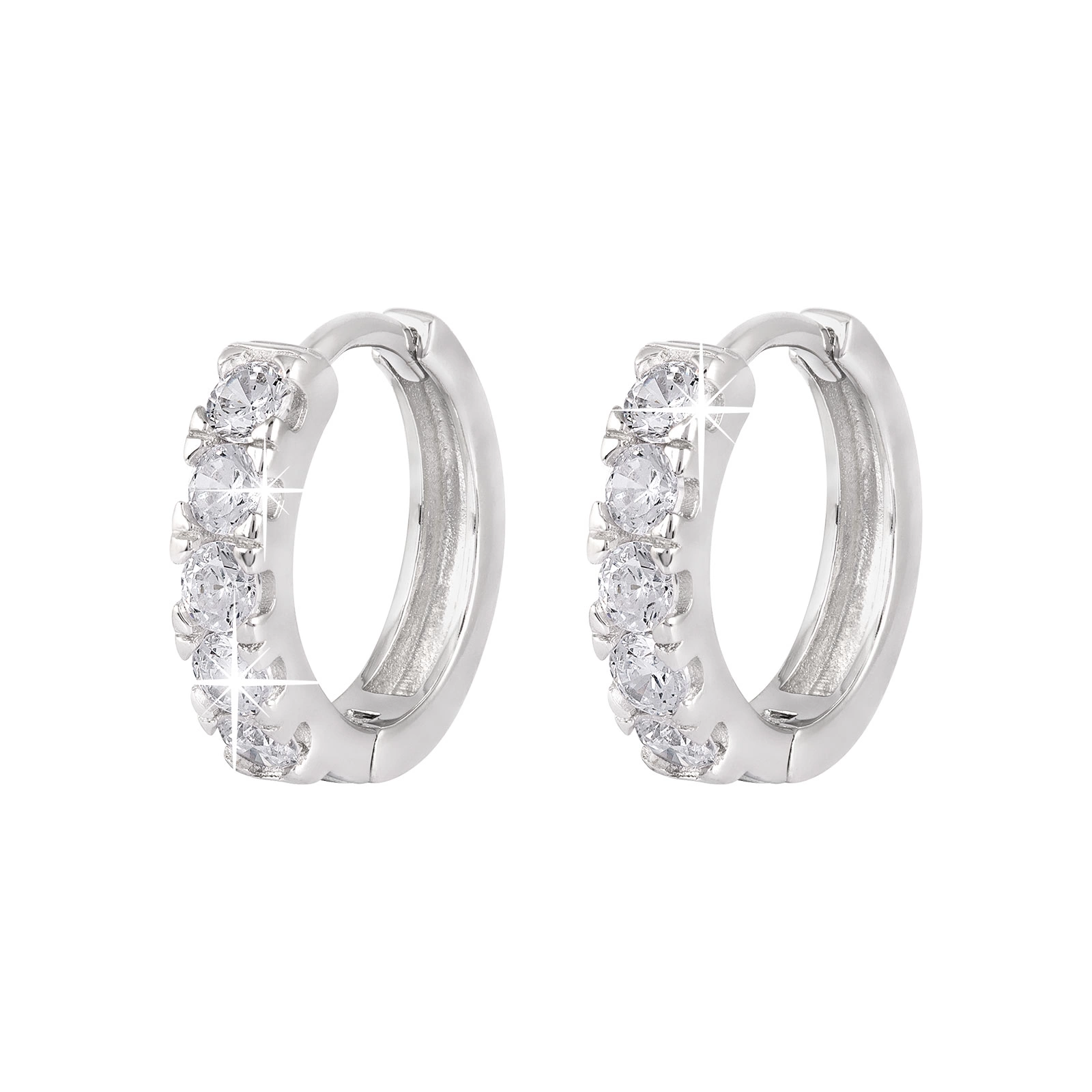 Örhängen i äkta silver - hoops med stenar 14 mm