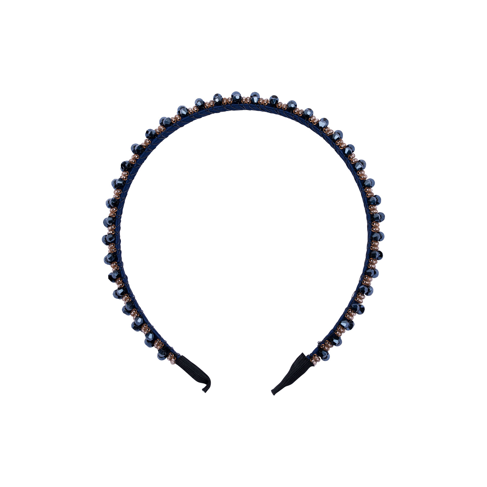 Mörkblått diadem, facetterade pärlor - 13 mm
