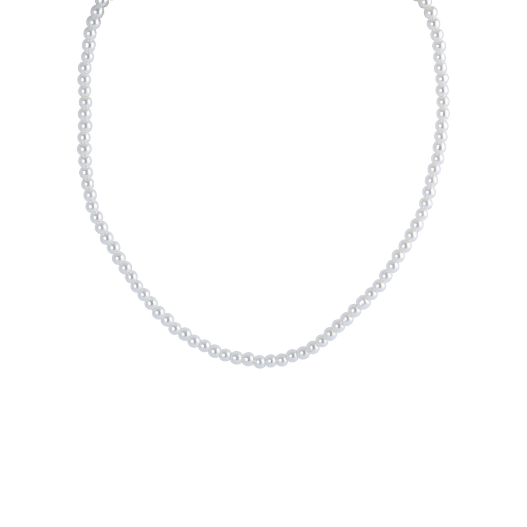 Pärlhalsband - vita pärlor, 40+8 cm