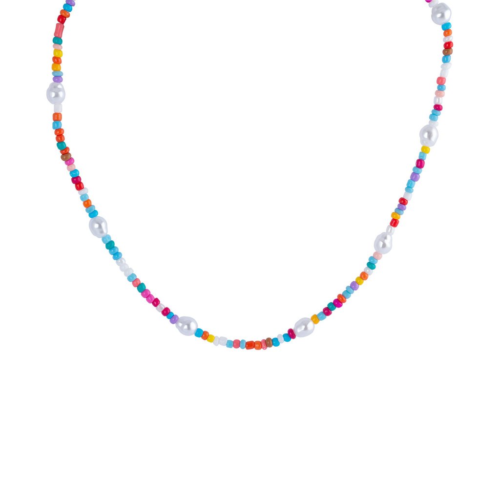 Halsband, multifärgade pärlor 42 cm
