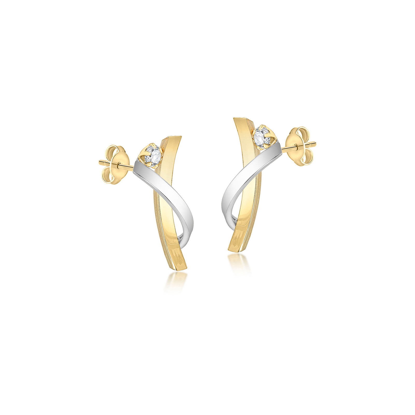 Örhängen 9k guld - bicolor 6x15 mm