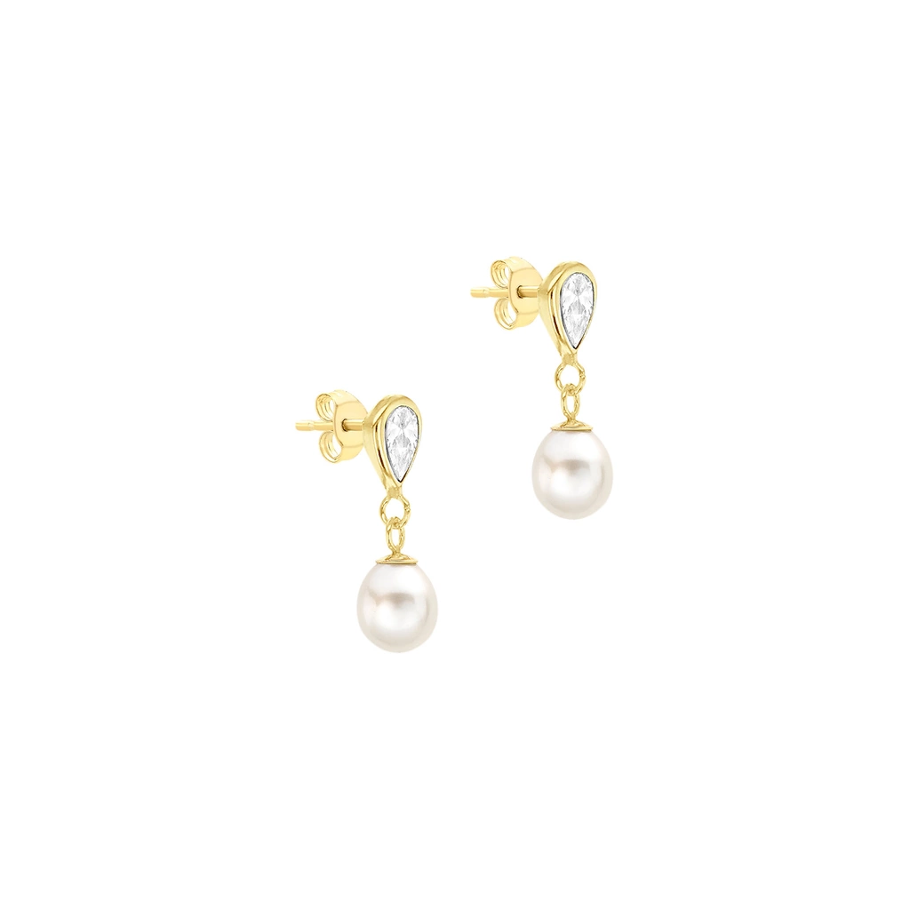 Örhängen 9k guld - odlade sötvattenpärlor 5x17 mm