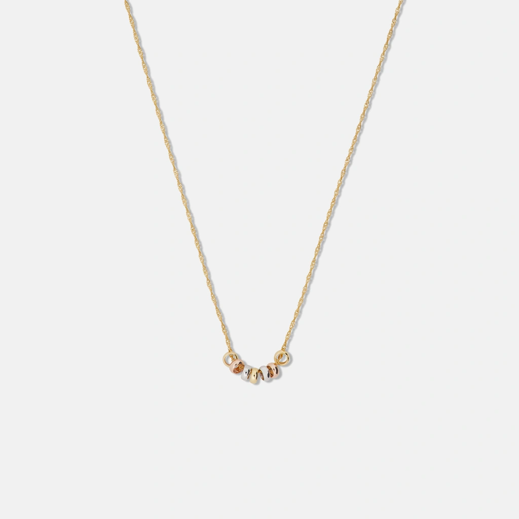 Halsband 9k guld - berlocker tricolor - 41 cm