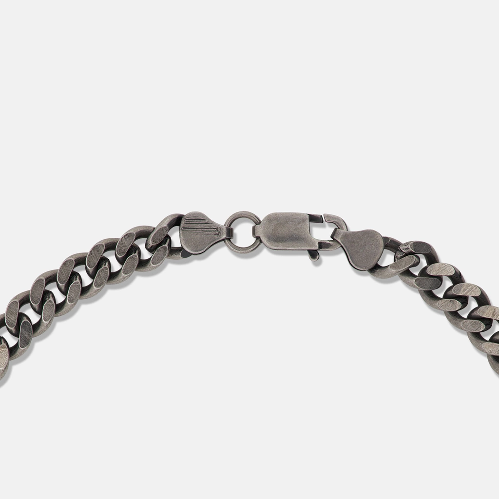 Stålhalsband herr - grå pansarlänk, 60 cm