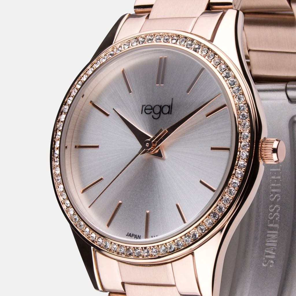 Regal klockset dam - metallband, rosegold, 34mm