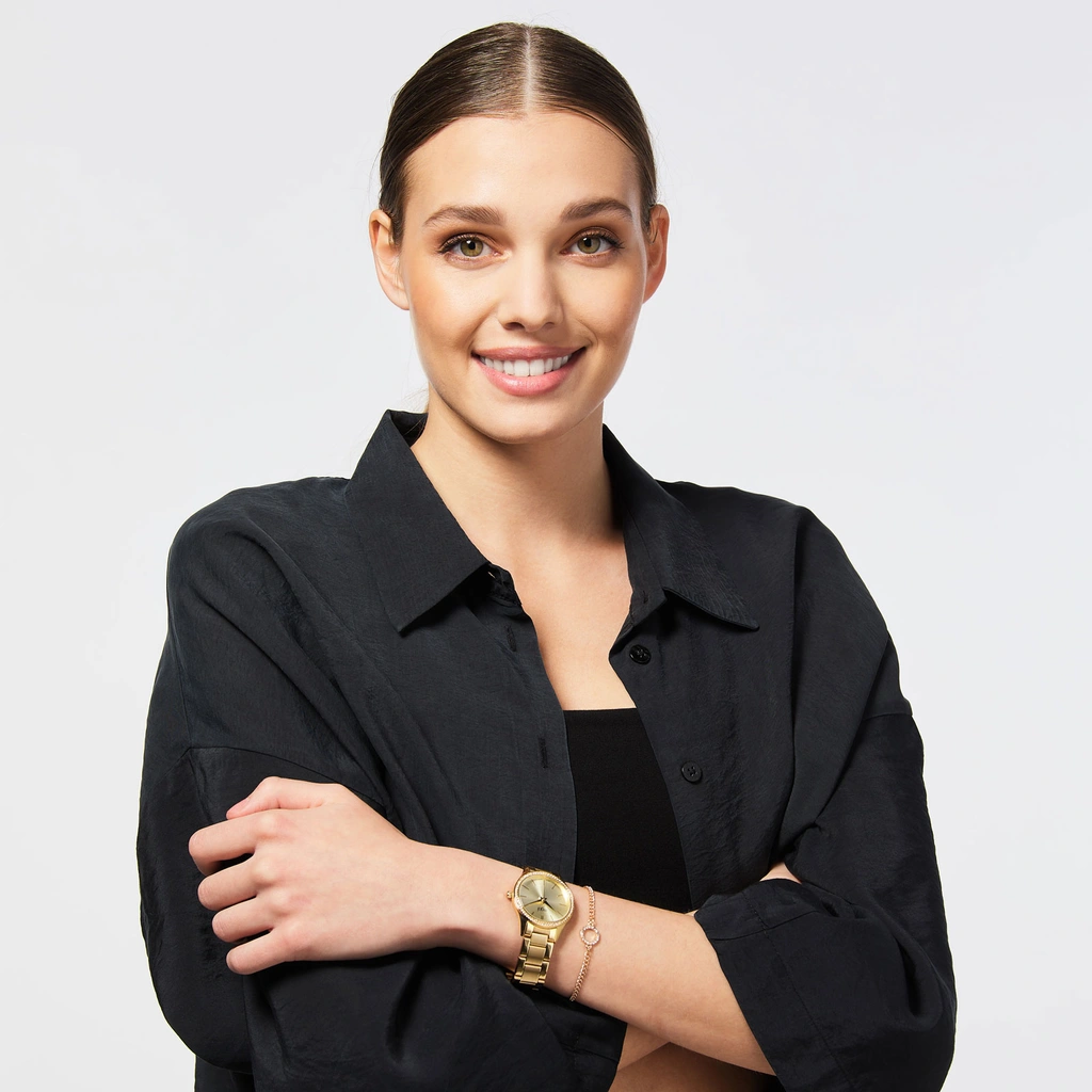 Regal klockset dam - metallband, guldton, 34mm