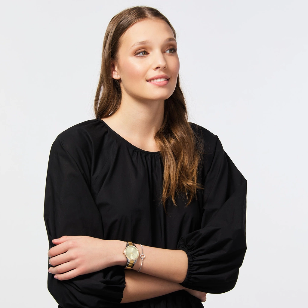 Regal klockset dam - metallband, bicolor, 34mm