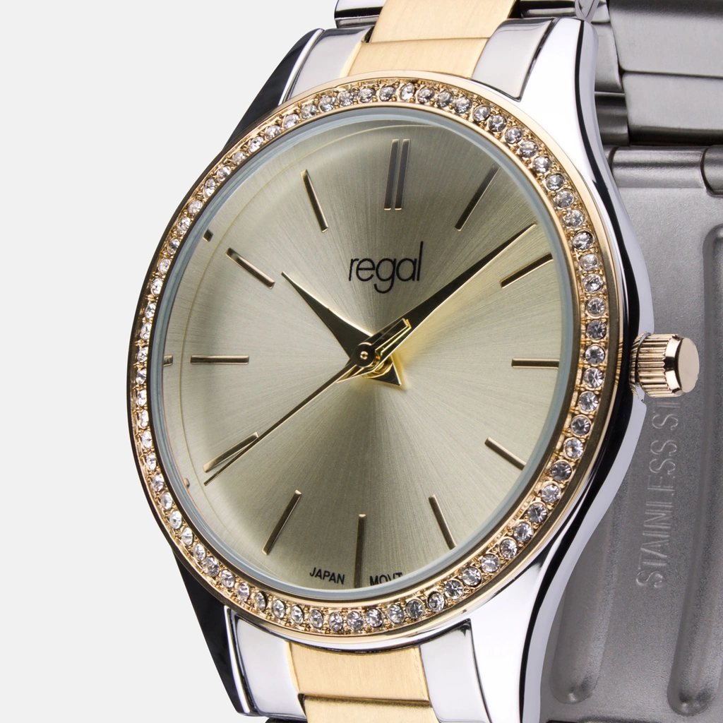 Regal klockset dam - metallband, bicolor, 34mm