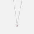 Silverhalsband för barn - rosa/lila fjäril, 36+2 cm