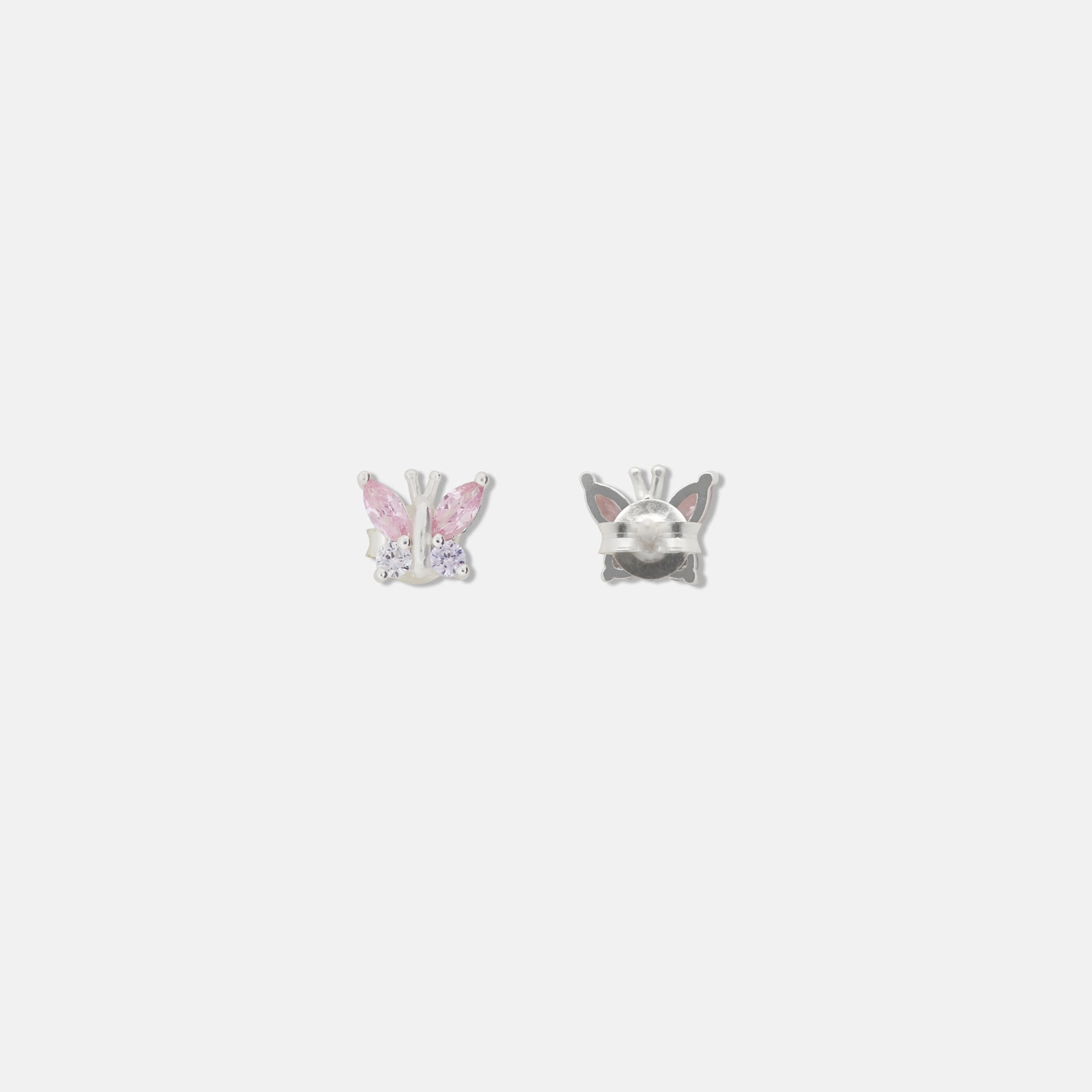 Silverörhängen för barn - rosa/lila fjärilar, 7x6 mm