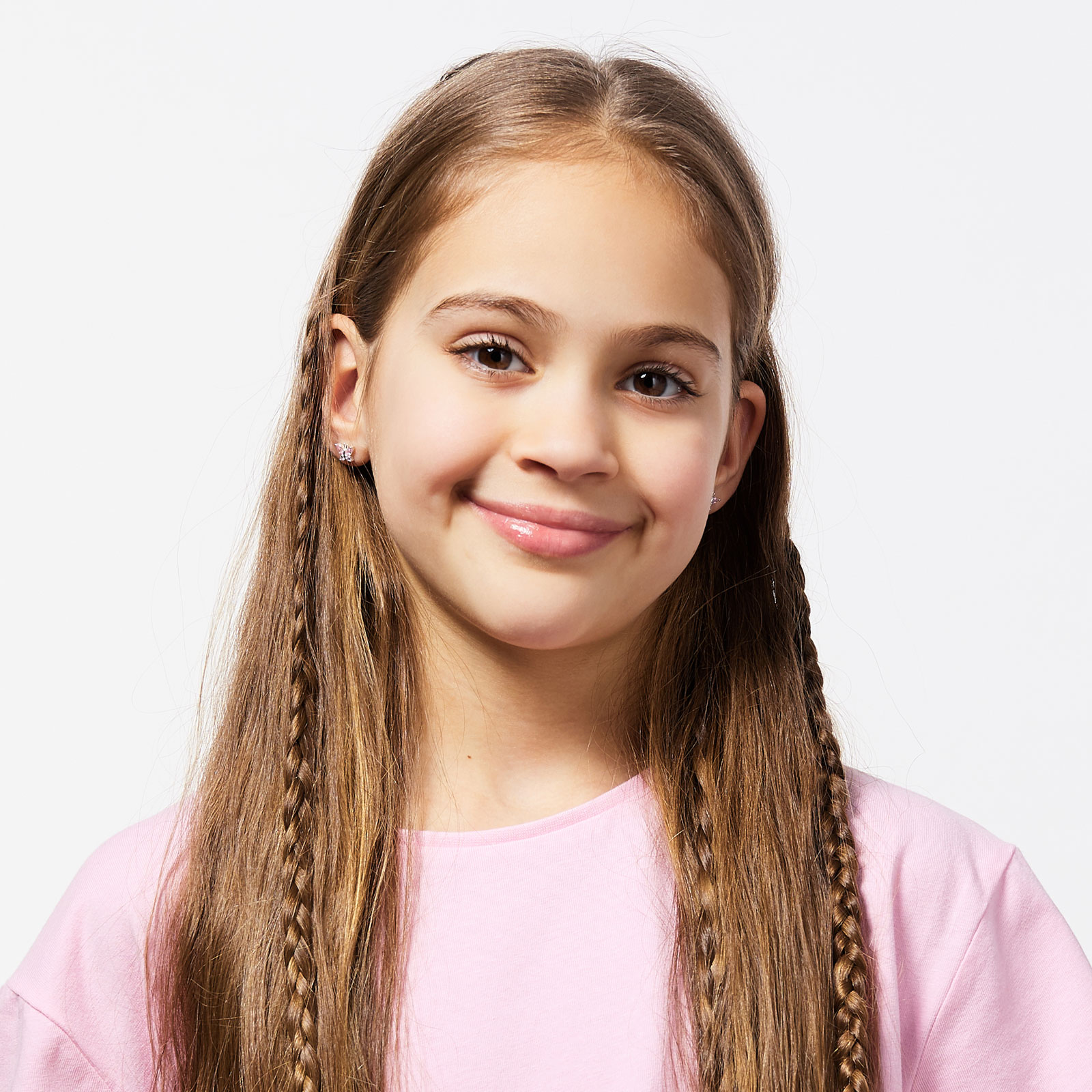 Silverörhängen för barn - rosa/lila fjärilar, 7x6 mm