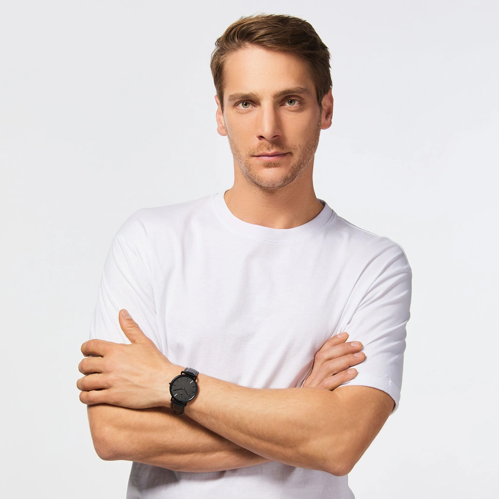 Black Oak Timber herrklocka - svart mesh, 41 mm