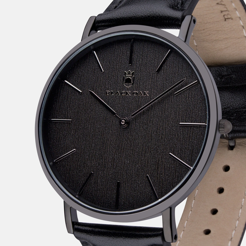 Black Oak Timber herrklocka - svart mesh, 41 mm