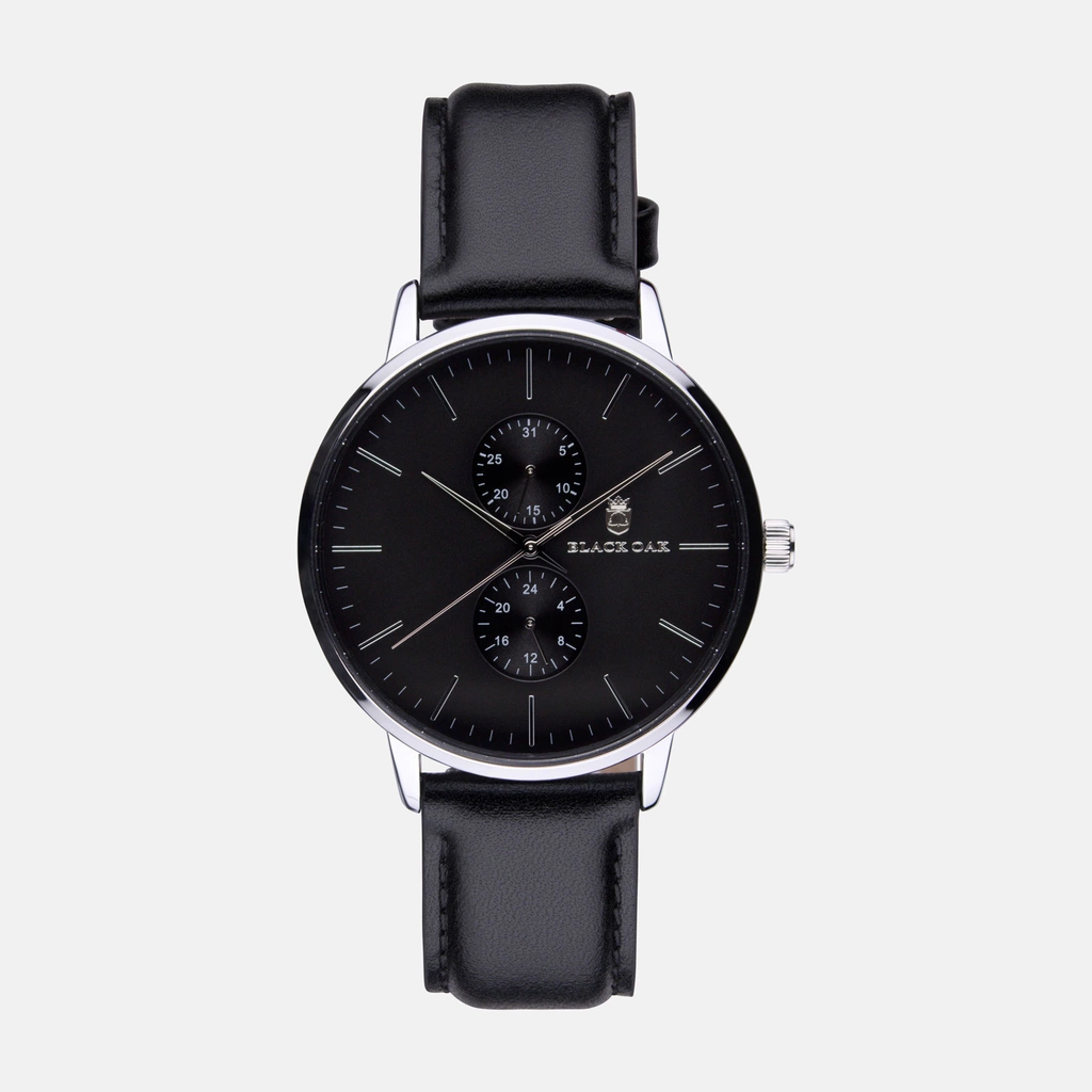 Black Oak Shumardii herrklocka - svart/silver, 42 mm