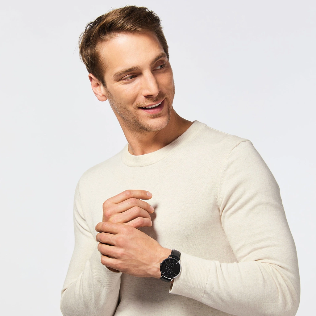 Black Oak Shumardii herrklocka - svart/silver, 42 mm