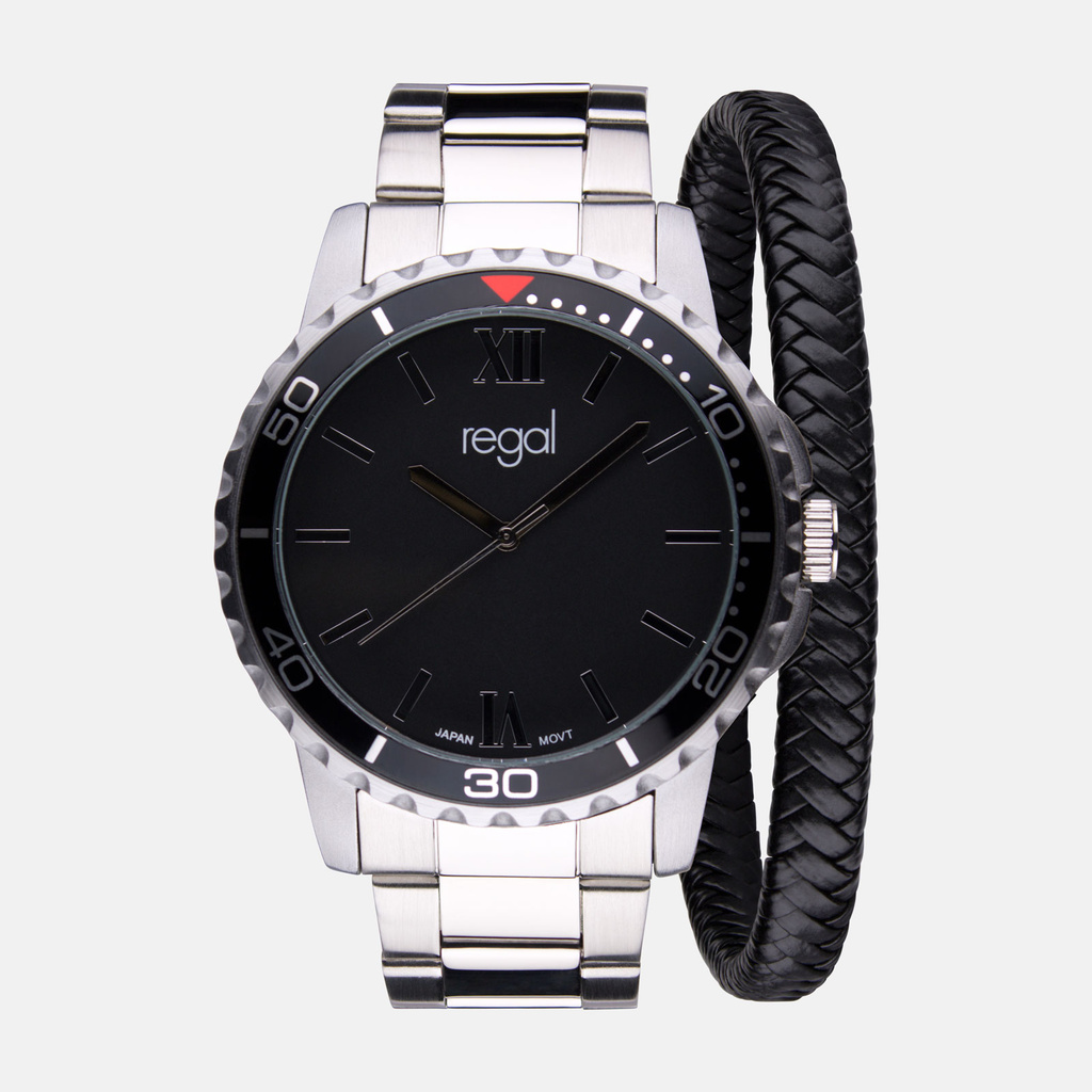 Herrset klocka & armband - svart urtavla