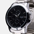 Regal klockset herr -  metallband, silverton/svart, 45mm
