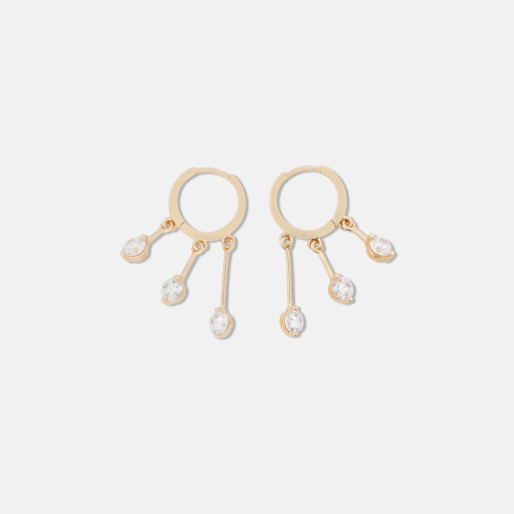 Guldpläterade örhängen - hoops med hängande Kubisk Zirkonia