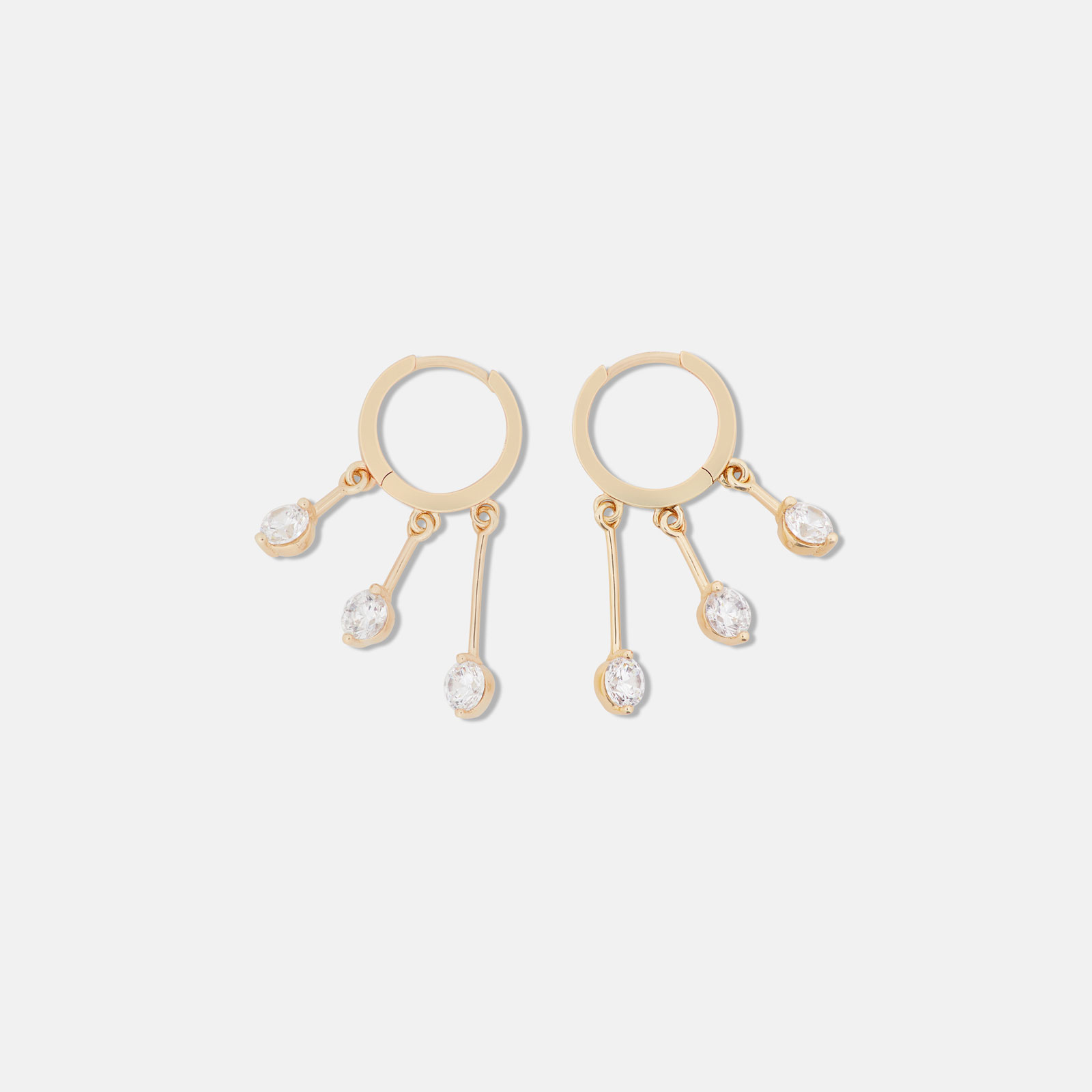 Guldpläterade örhängen - hoops med hängande Kubisk Zirkonia
