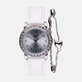 Regal barnklocka - set med armband, silver/vit, 28 mm