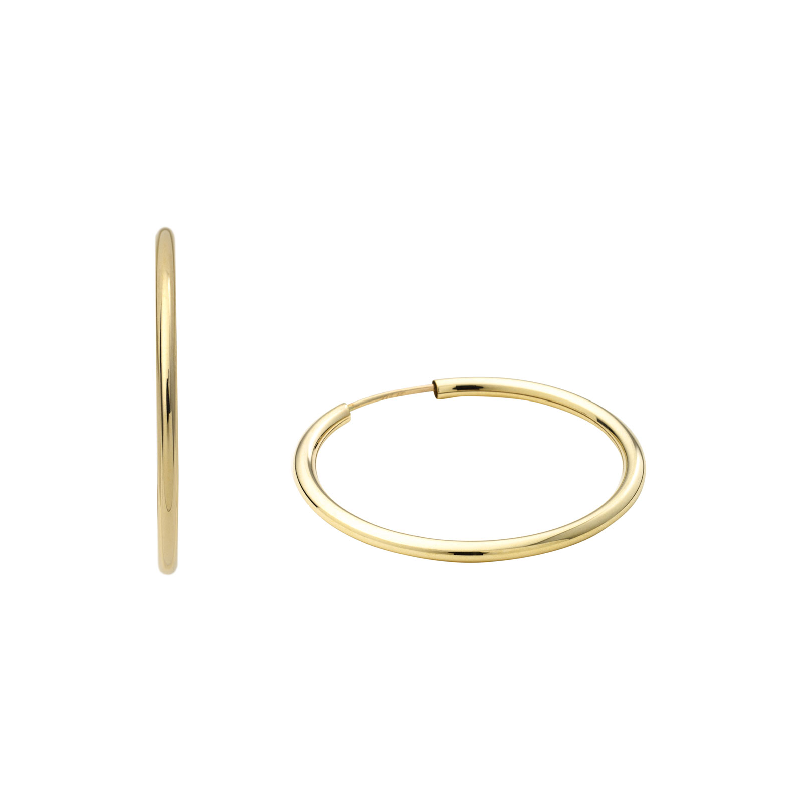 Örhängen 9k guld - rörformiga hoops, 25 mm