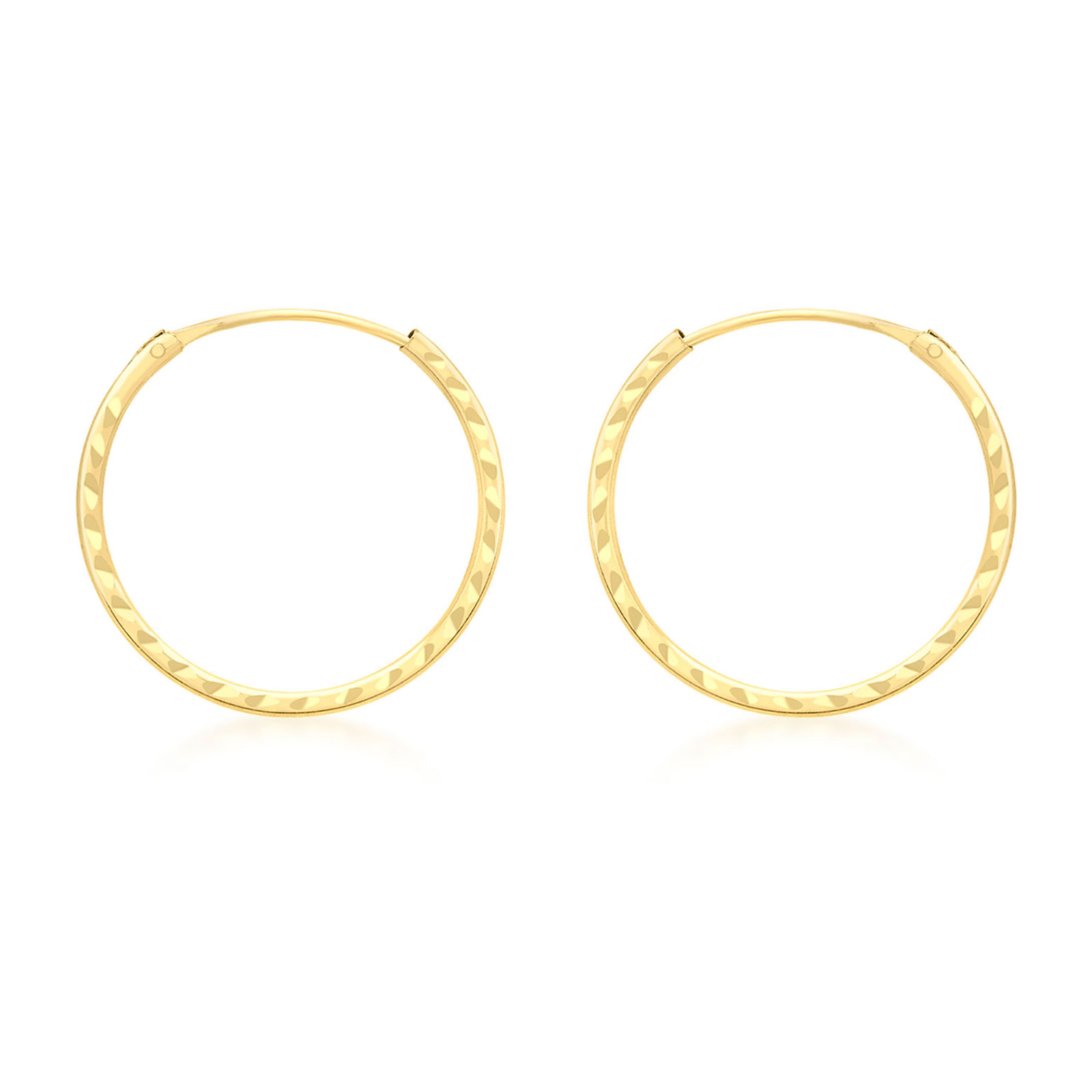 Örhängen 9k guld - mönstrade hoops 18 mm