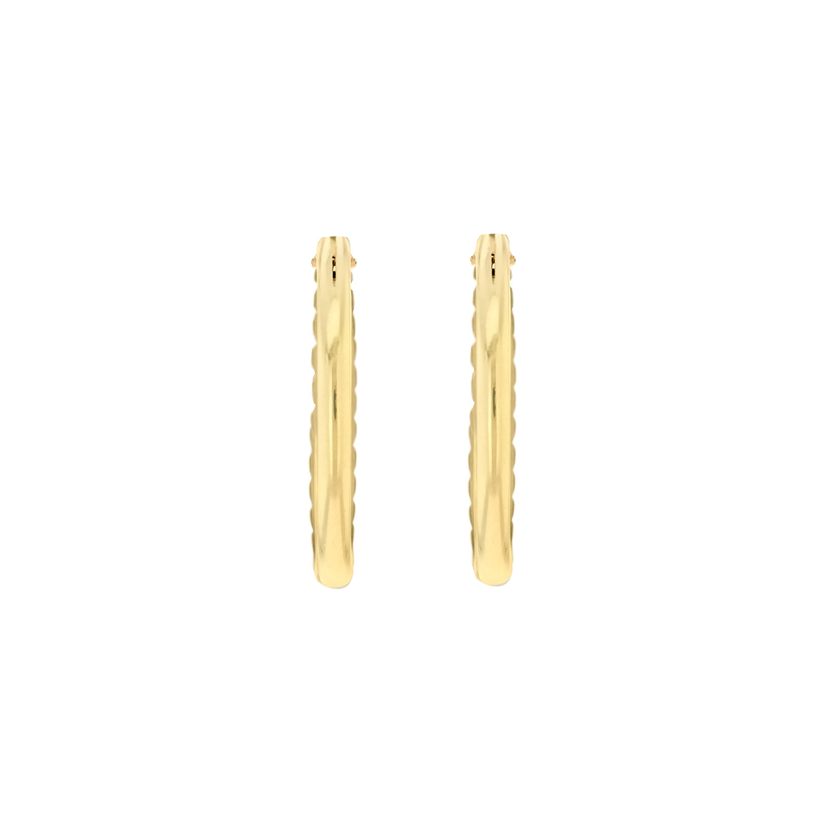 Örhängen 9k guld - mönstrade hoops 18 mm