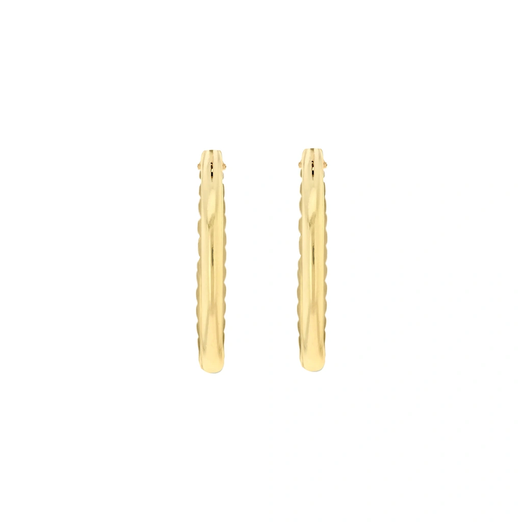 Örhängen 9k guld - mönstrade hoops 18 mm