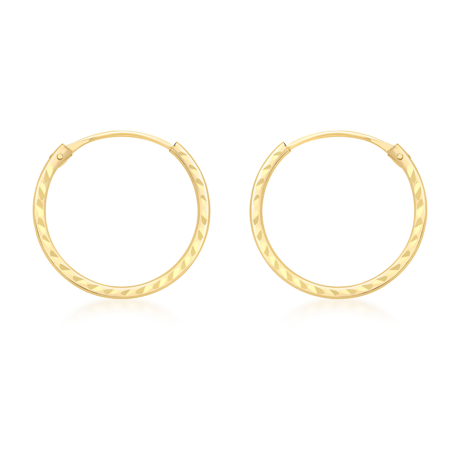 Örhängen 9k guld - mönstrade hoops 15 mm