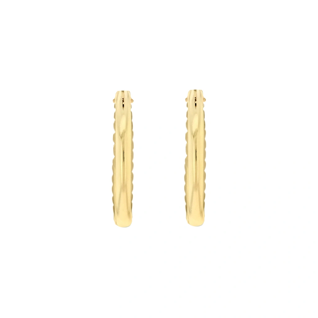 Örhängen 9k guld - mönstrade hoops 15 mm
