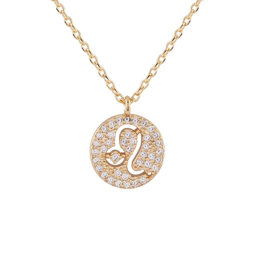 Guldfärgat halsband stjärntecken symbol - Lejonet