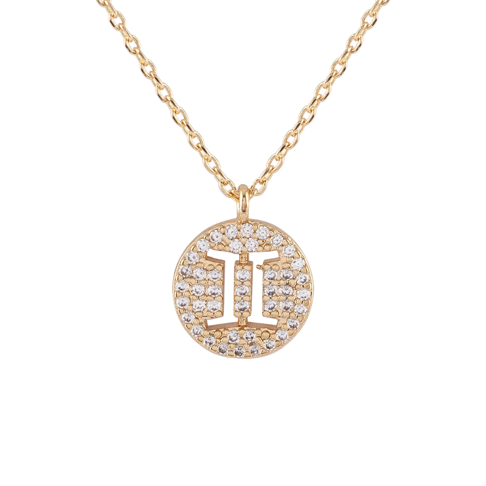 Guldfärgat halsband stjärntecken symbol - Tvillingarna
