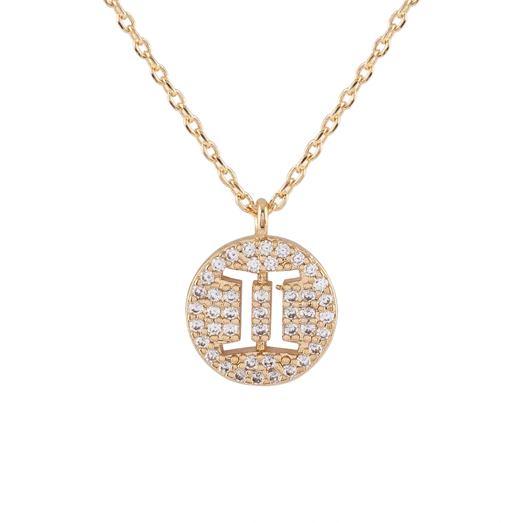 Guldfärgat halsband stjärntecken symbol - Tvillingarna