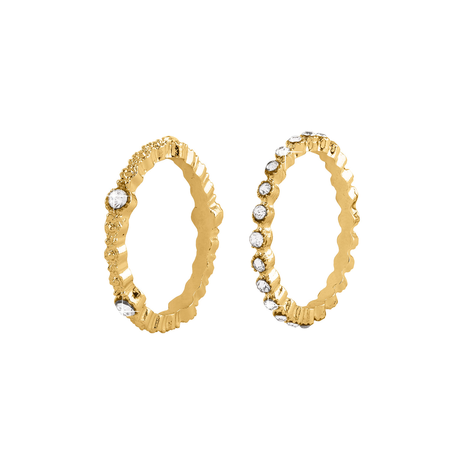 Guldfärgade ringar med stenar - 2 pack