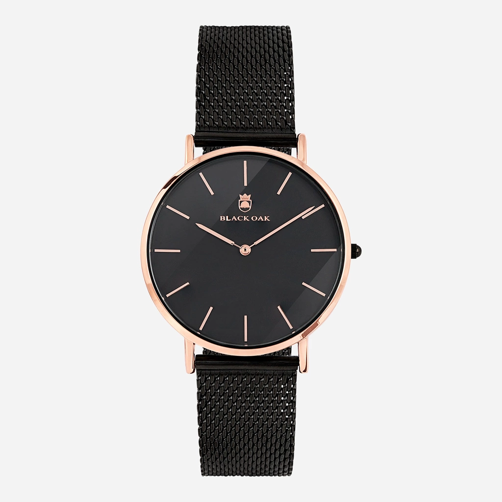 Black Oak Gerardii herrklocka - svart/rosegold, 41 mm