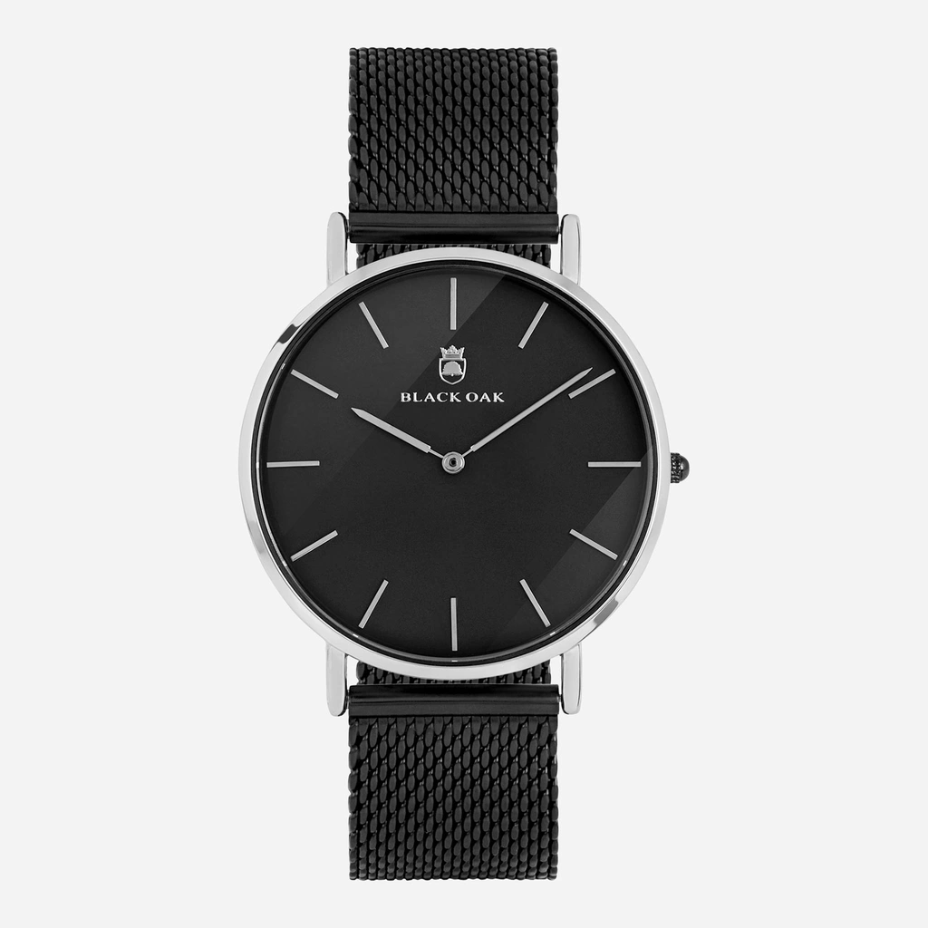 Black Oak Gerardii herrklocka - silver/svart, 41 mm