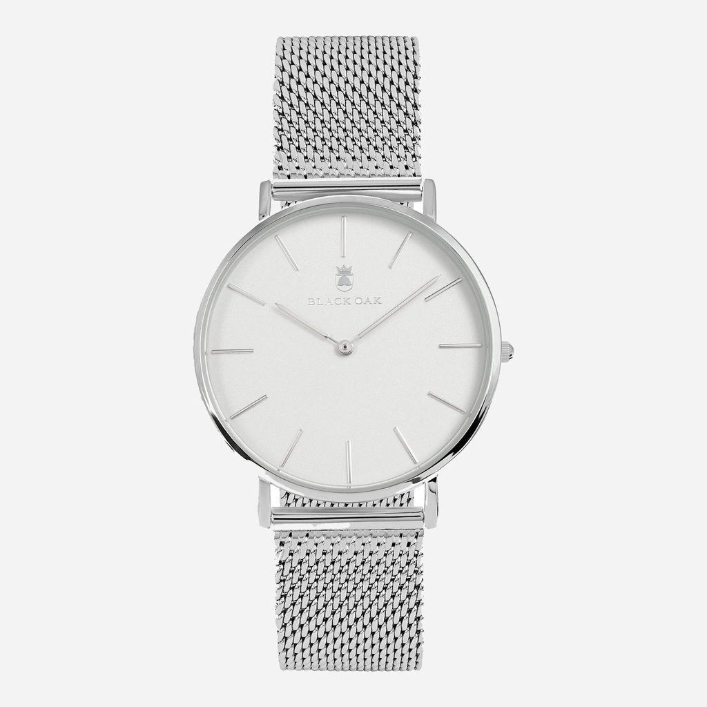 Black Oak Gerardii herrklocka - silver/vit, 41 mm