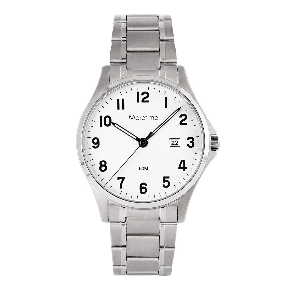 Moretime herrklocka - titan, vit urtavla, 39 mm