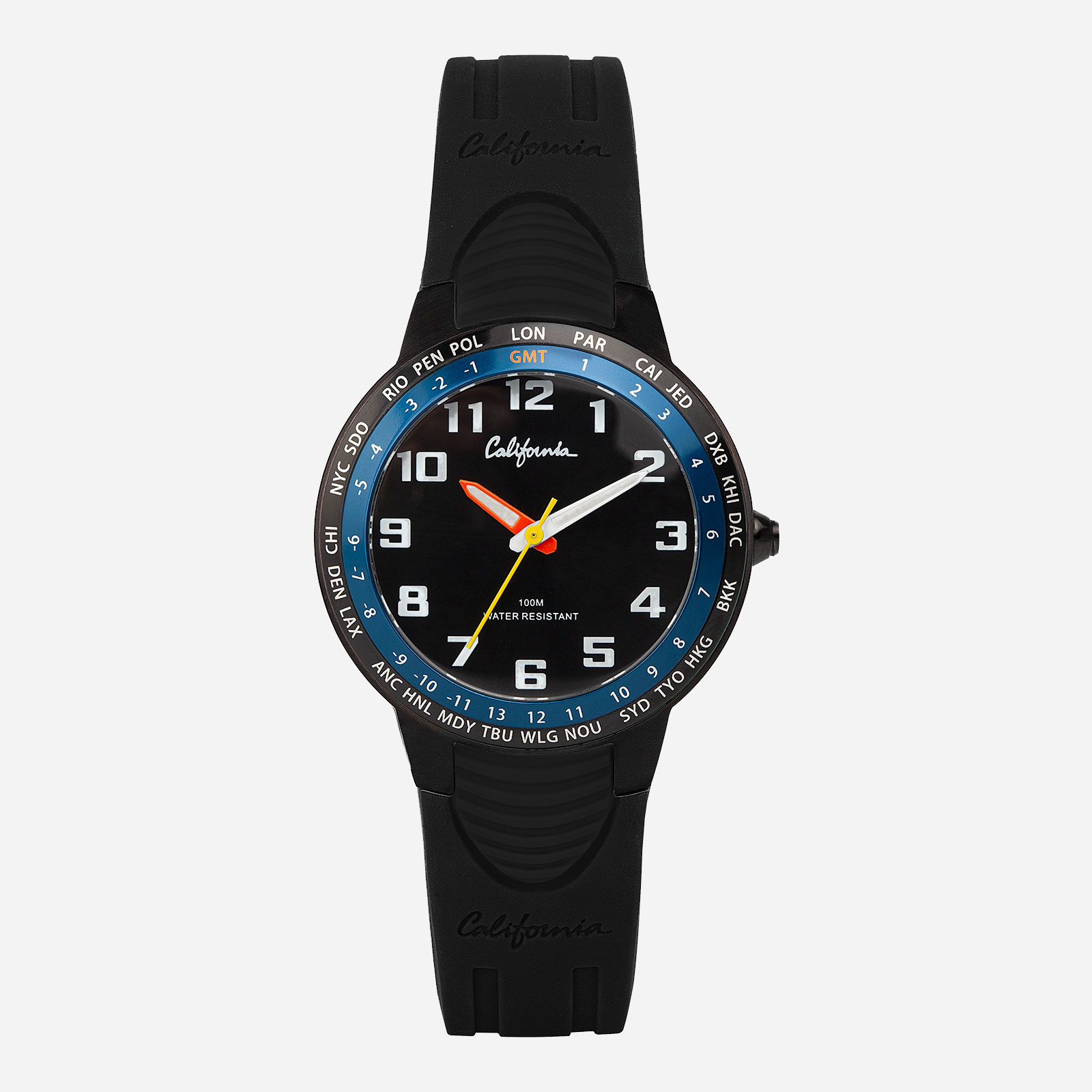 California barnklocka - gummiband, svart, 34 mm