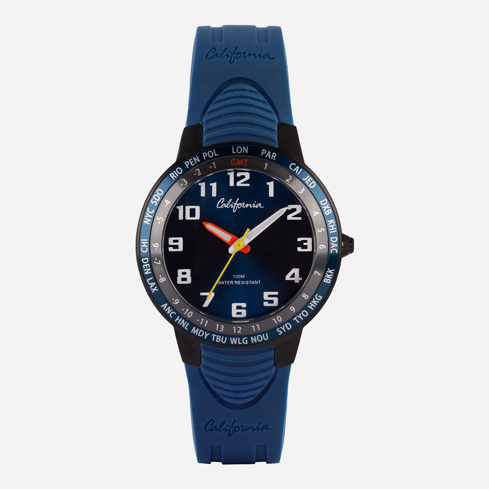 California barnklocka - gummiband, blå, 34 mm