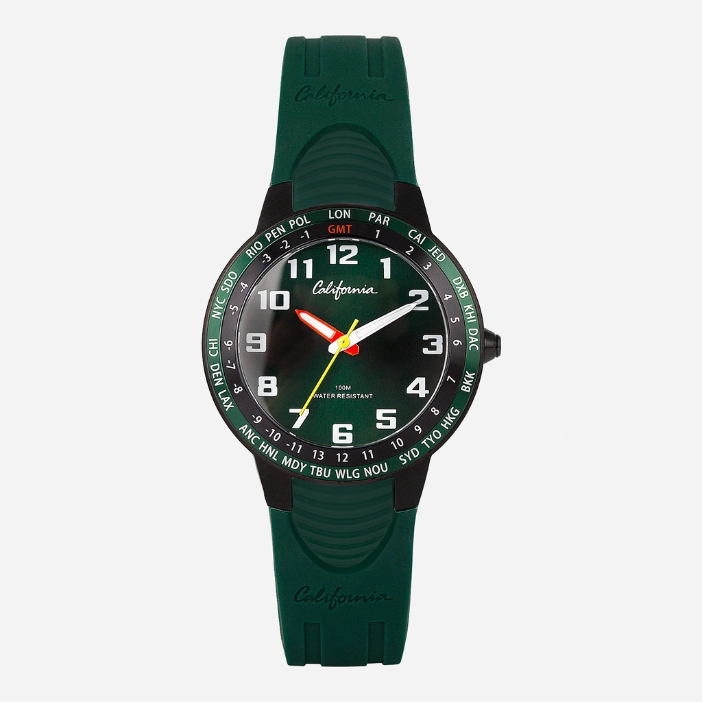 California barnklocka - gummiband, grön, 34 mm