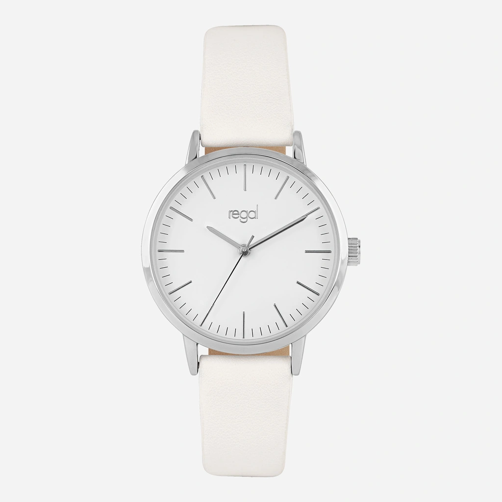 Regal damklocka - vitt band, index, silverton/vit, 36mm