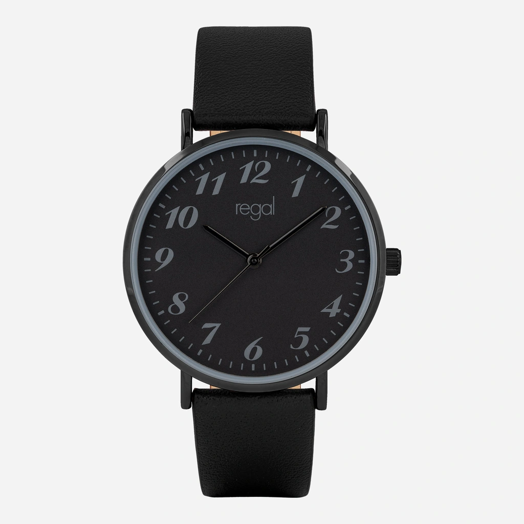 Regal damklocka - svart band, svart tavla, 38mm