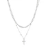 Silverfärgat halsband, kors - 42+7 cm