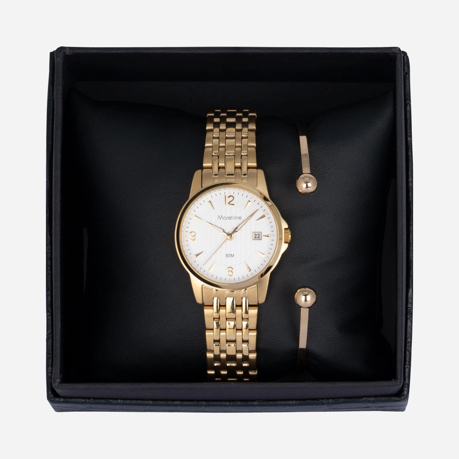 Moretime damklocka - set med armband, guld, 28 mm