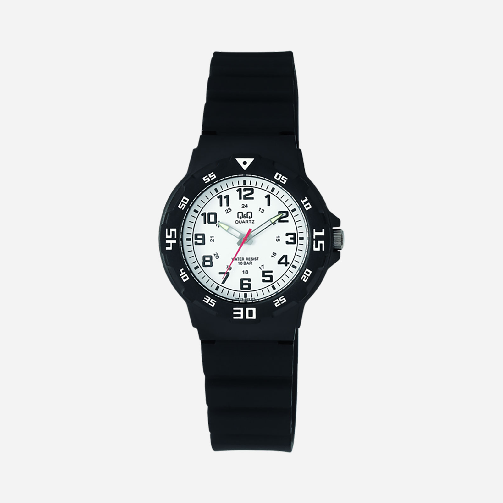 Q&Q barnklocka - gummiband, svart/vit, 30 mm