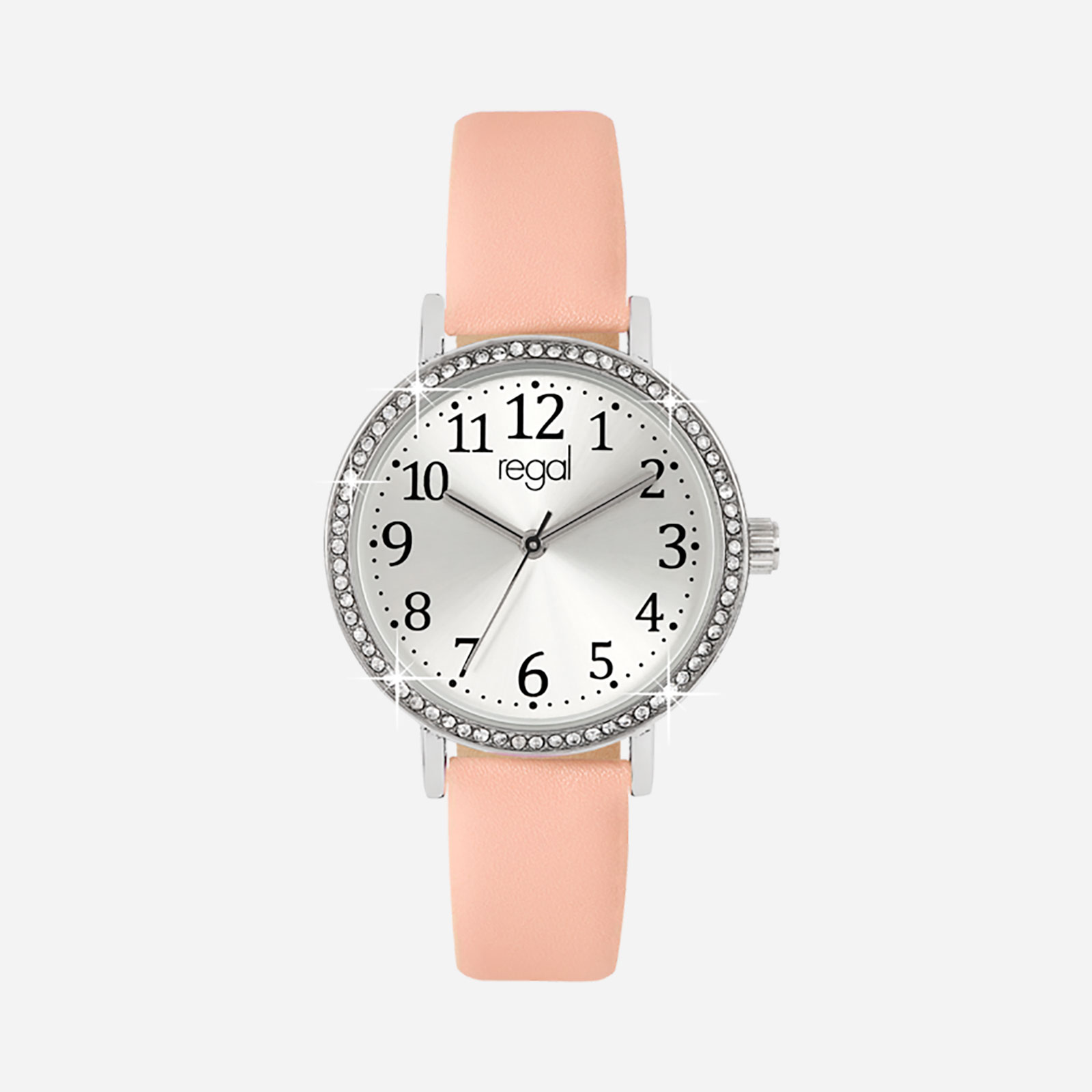 Regal Barnklocka - ljusrosa/silver, strass, 33 mm