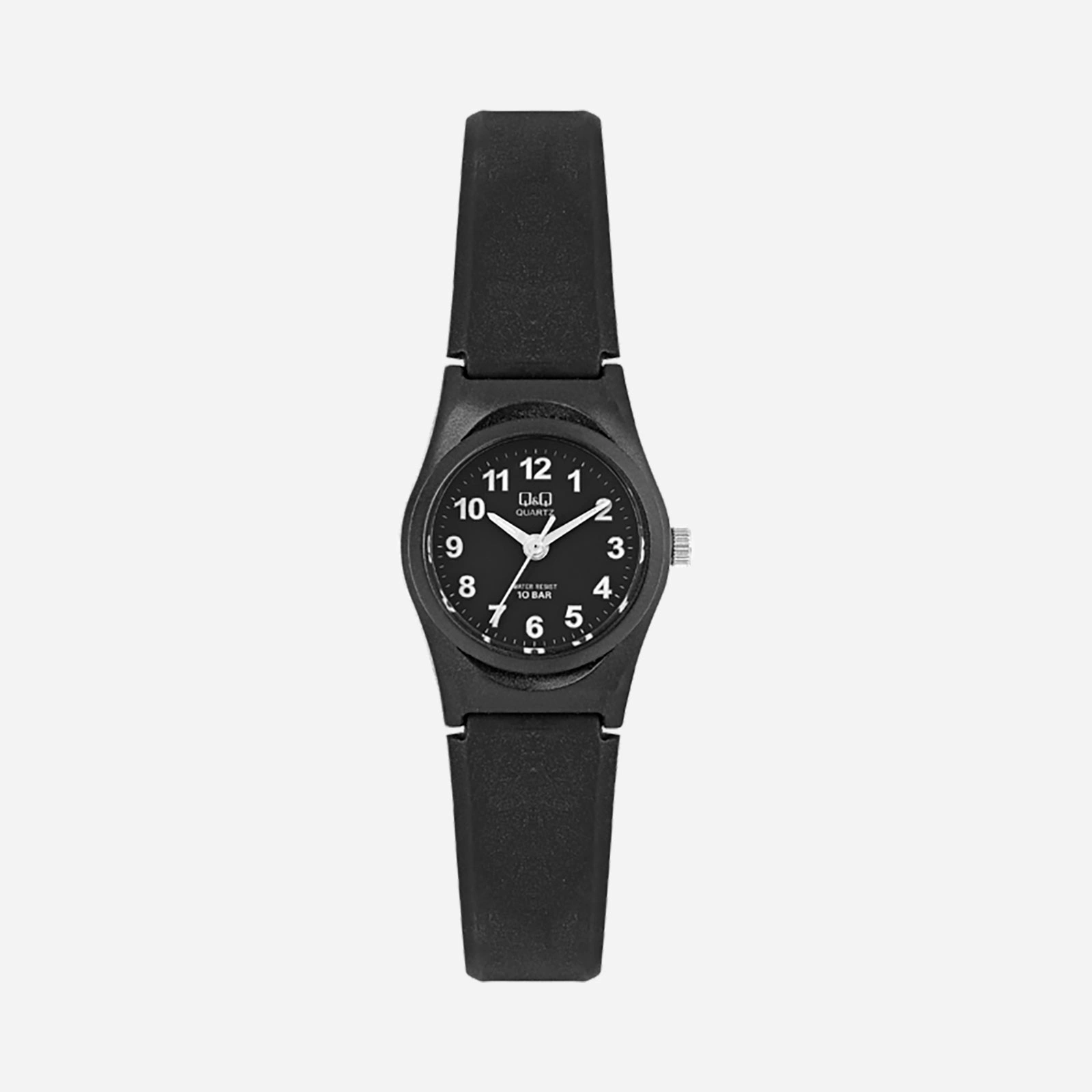 Q&Q barnklocka - gummiband, svart/svart, 24 mm