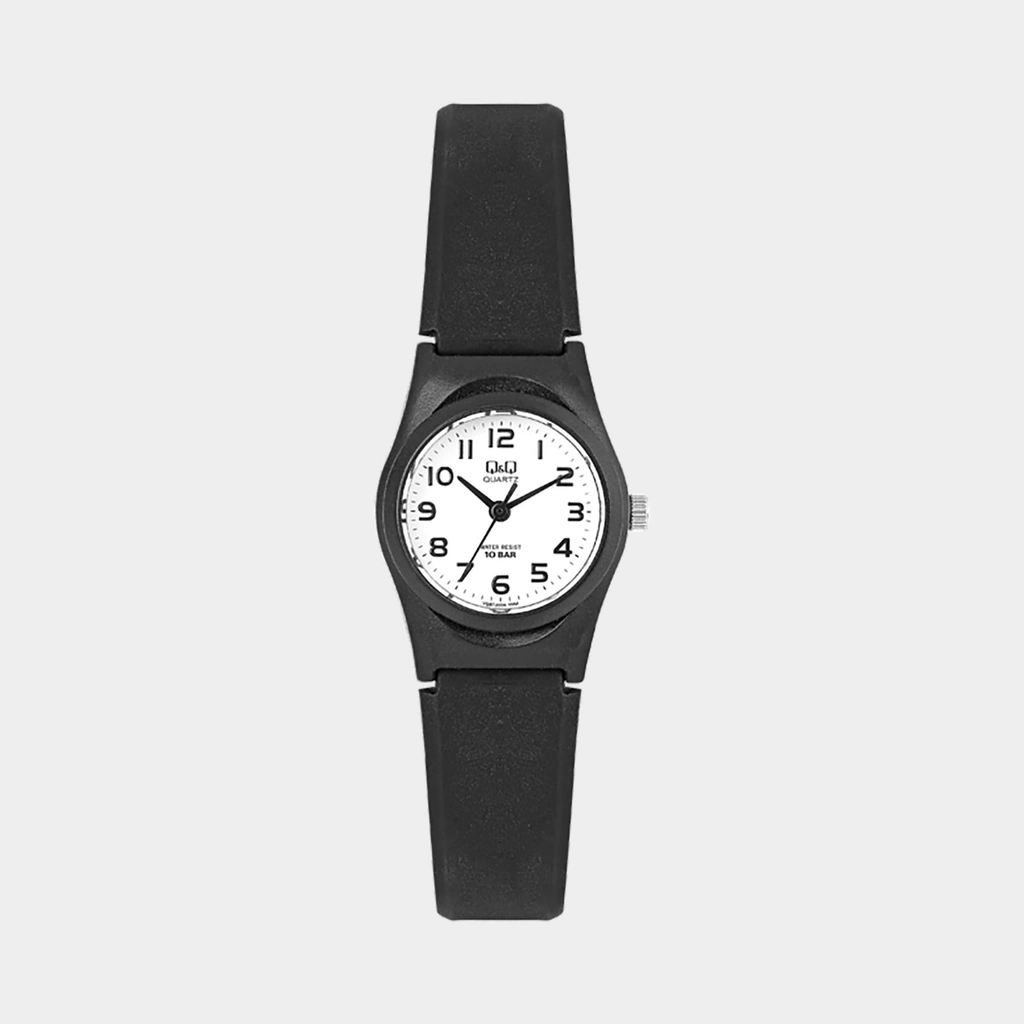 Q&Q barnklocka - gummiband, svart/vit, 24 mm